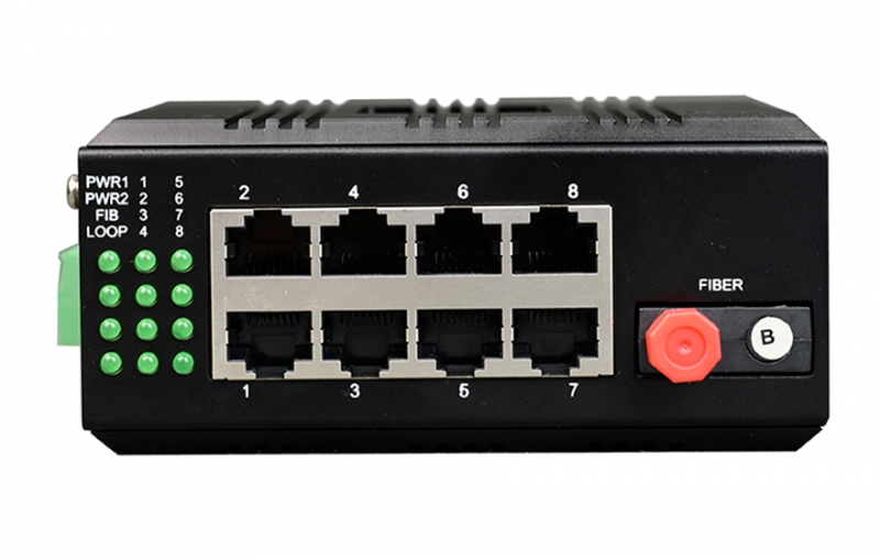 mini工業(yè)軌式1路千兆光+8路千兆電光纖收發(fā)器