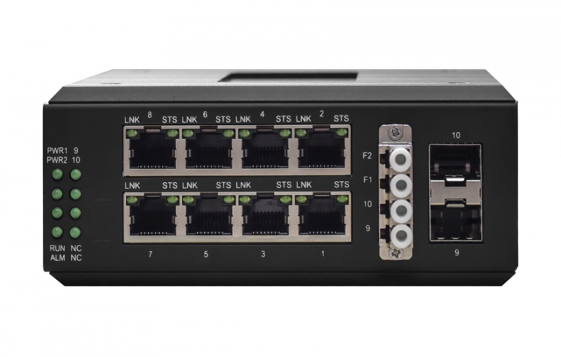 工業(yè)軌式管理型 帶光旁路 8路千兆電+2路千兆光口(支持DDM管理) 交換機